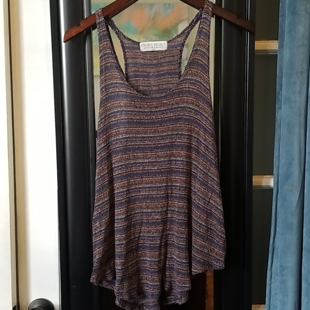 multicolor boho stripped flowy tank, sz Medium